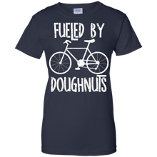 Fueled-By-Doughnuts-Rough-White-Text-Funny-Bicycle-T-Shirt