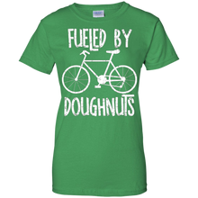 Fueled-By-Doughnuts-Rough-White-Text-Funny-Bicycle-T-Shirt