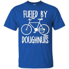 Fueled-By-Doughnuts-Rough-White-Text-Funny-Bicycle-T-Shirt