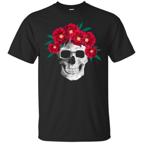 Hot-Red-Flower-Skull-3D-T-Shirt