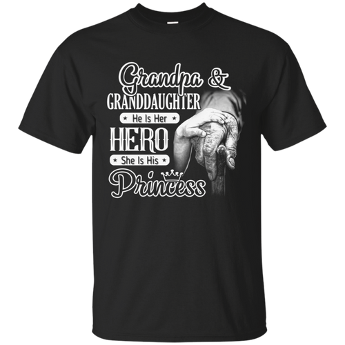 Grandpa-_-Granddaughter---He-Is-Her-Hero-Tshirt