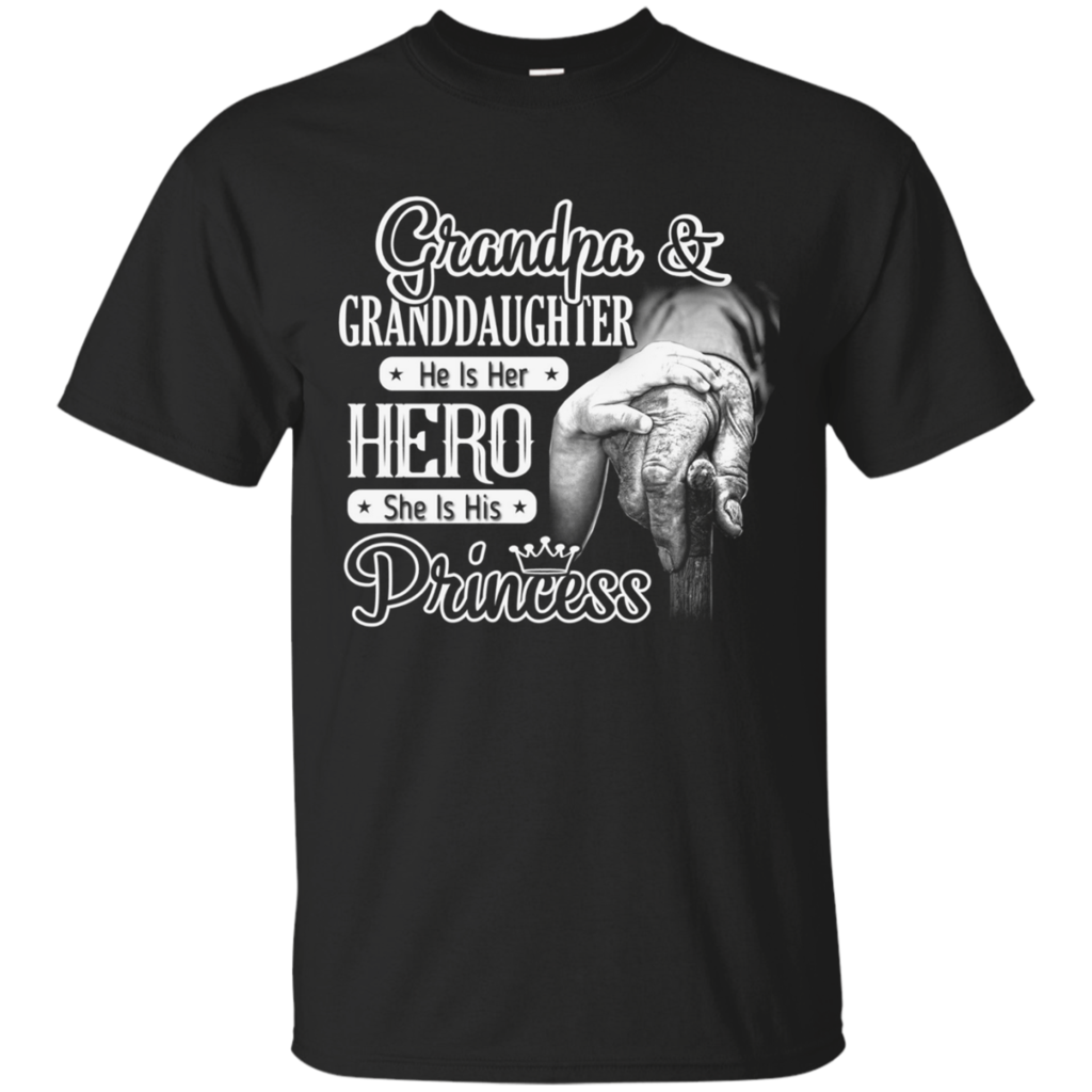 Grandpa-_-Granddaughter---He-Is-Her-Hero-Tshirt
