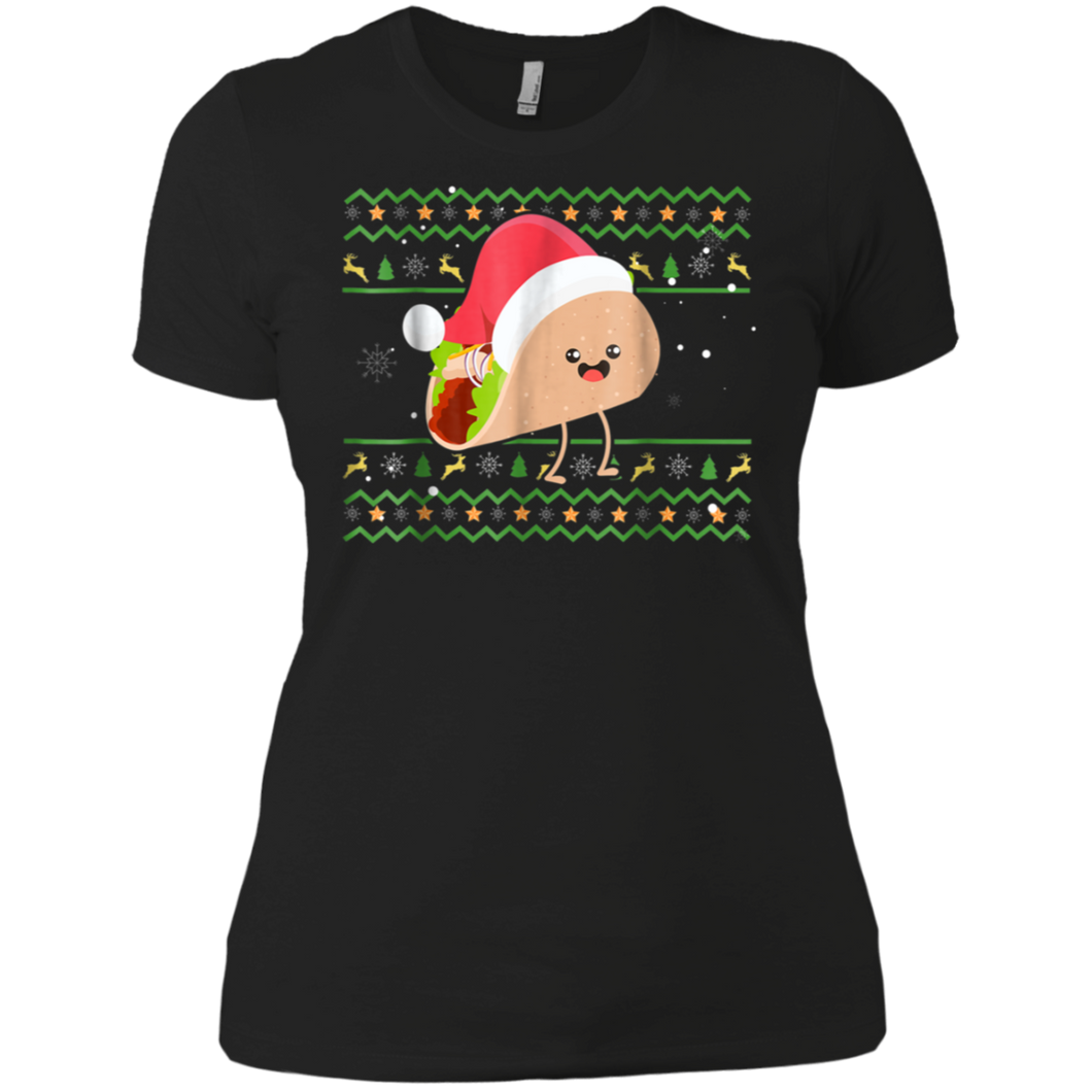 TACO Santa Hat Ugly Christmas shirt Ladies' Boyfriend Shirt