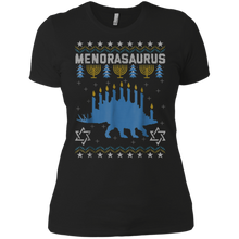 Ugly Hanukkah Dinosaur Stegosaurus Menorasaurus Sweater Tee Ladies' Boyfriend Shirt