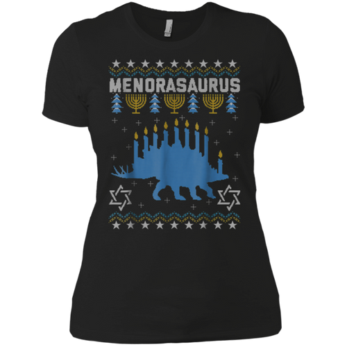 Ugly Hanukkah Dinosaur Stegosaurus Menorasaurus Sweater Tee Ladies' Boyfriend Shirt