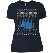 Ugly Hanukkah Dinosaur Stegosaurus Menorasaurus Sweater Tee Ladies' Boyfriend Shirt