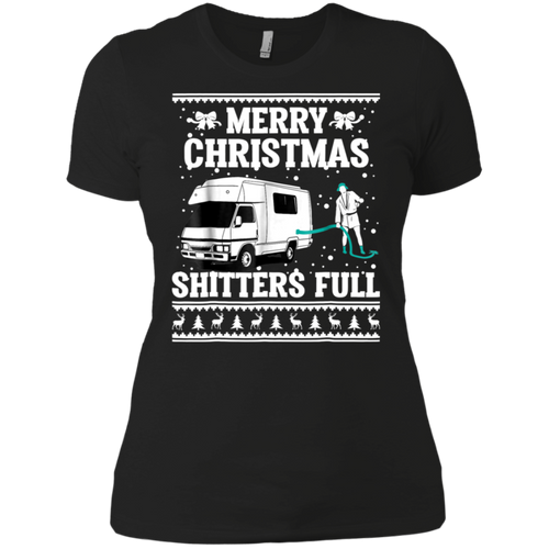 Merry Christmas Shitters Full Ugly Sweater Ladies' Boyfriend Shirt