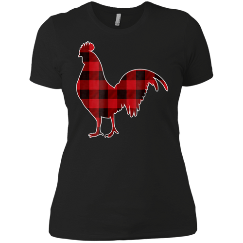 Red Plaid Rooster Christmas Pajamas Shirt Rooster Gift Ladies' Boyfriend Shirt